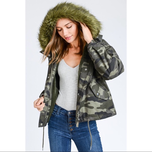 🌺🆕5⭐️Best Seller Camo Fur Lined Parka - Picture 4 of 7